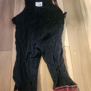 Carter's Black Corduroy Overalls with Plaid Trim